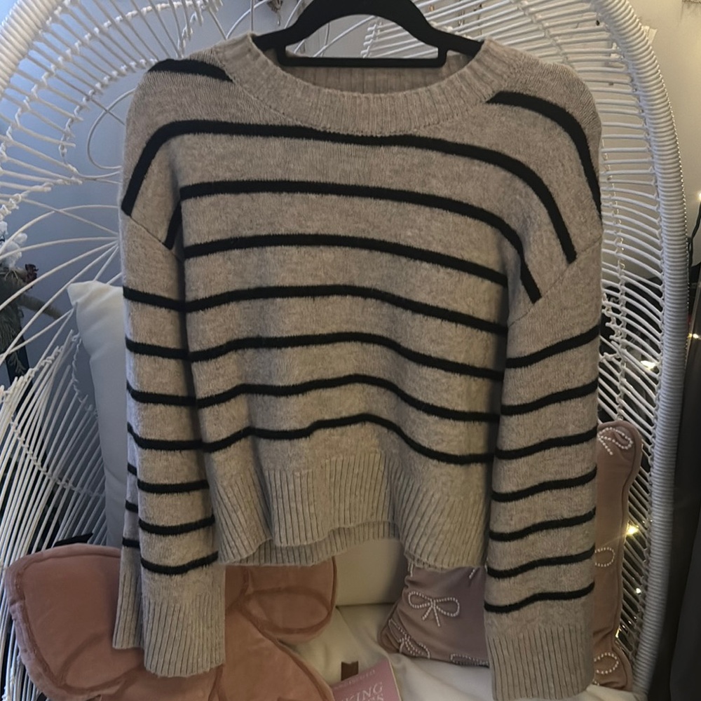 Striped Black and Cream Sweater